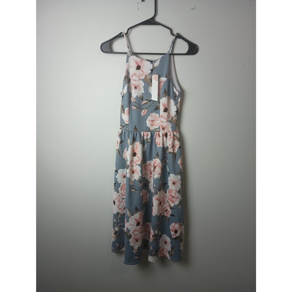 Women's Midi Floral Dress Sleeveless Aqua NWT Size XS Spring Vacation